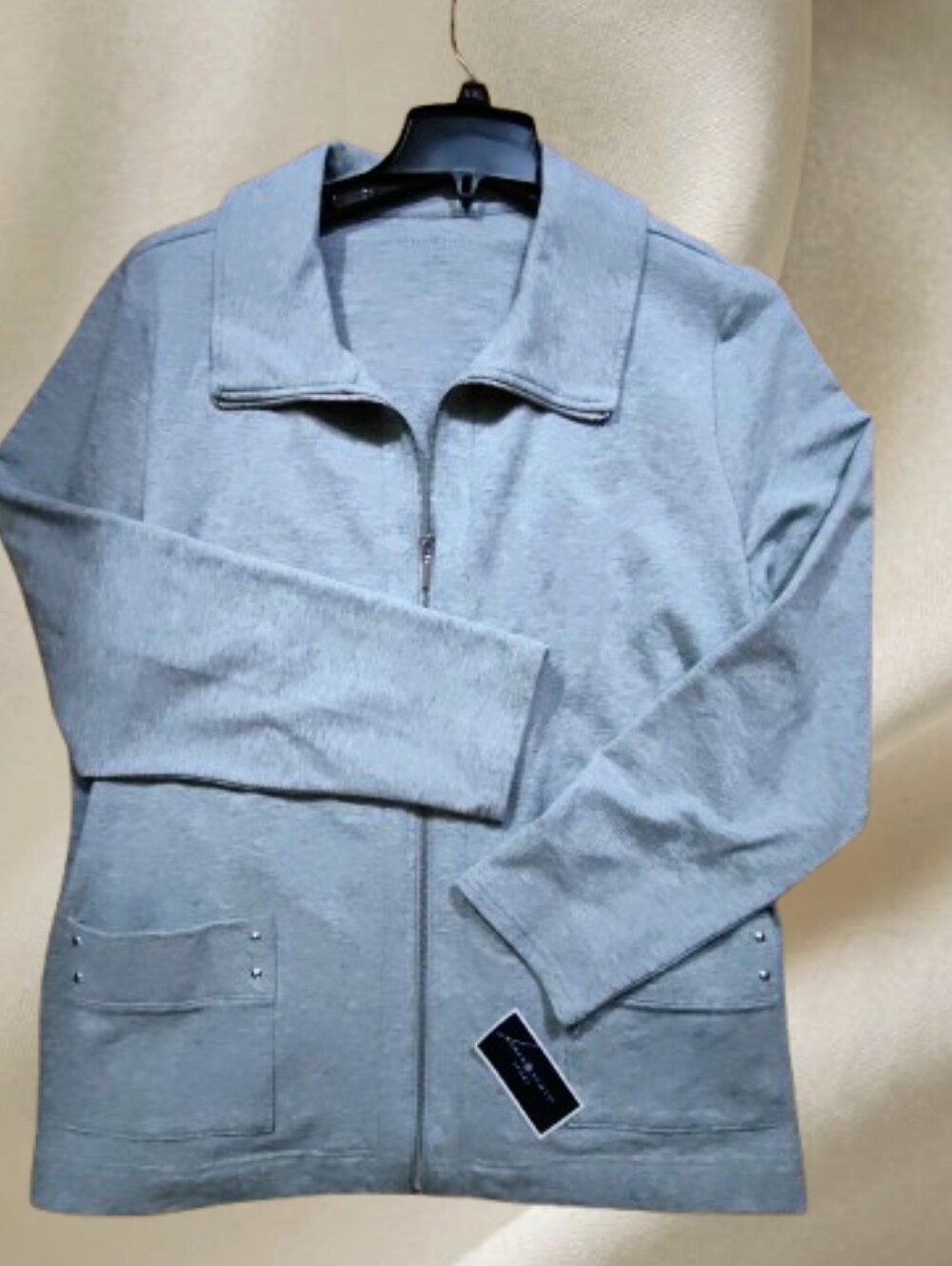 Karen Scott Light Gray Zip Front Shirt Jacket